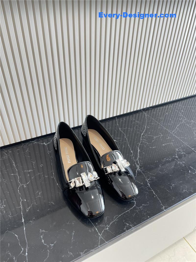 m1um1u flat D1am0nd buckle loafers