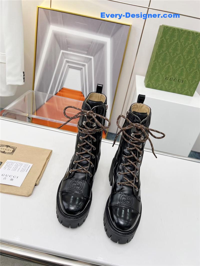 Gvc*1 double g electric embroidery version lace-up 8 inch boots