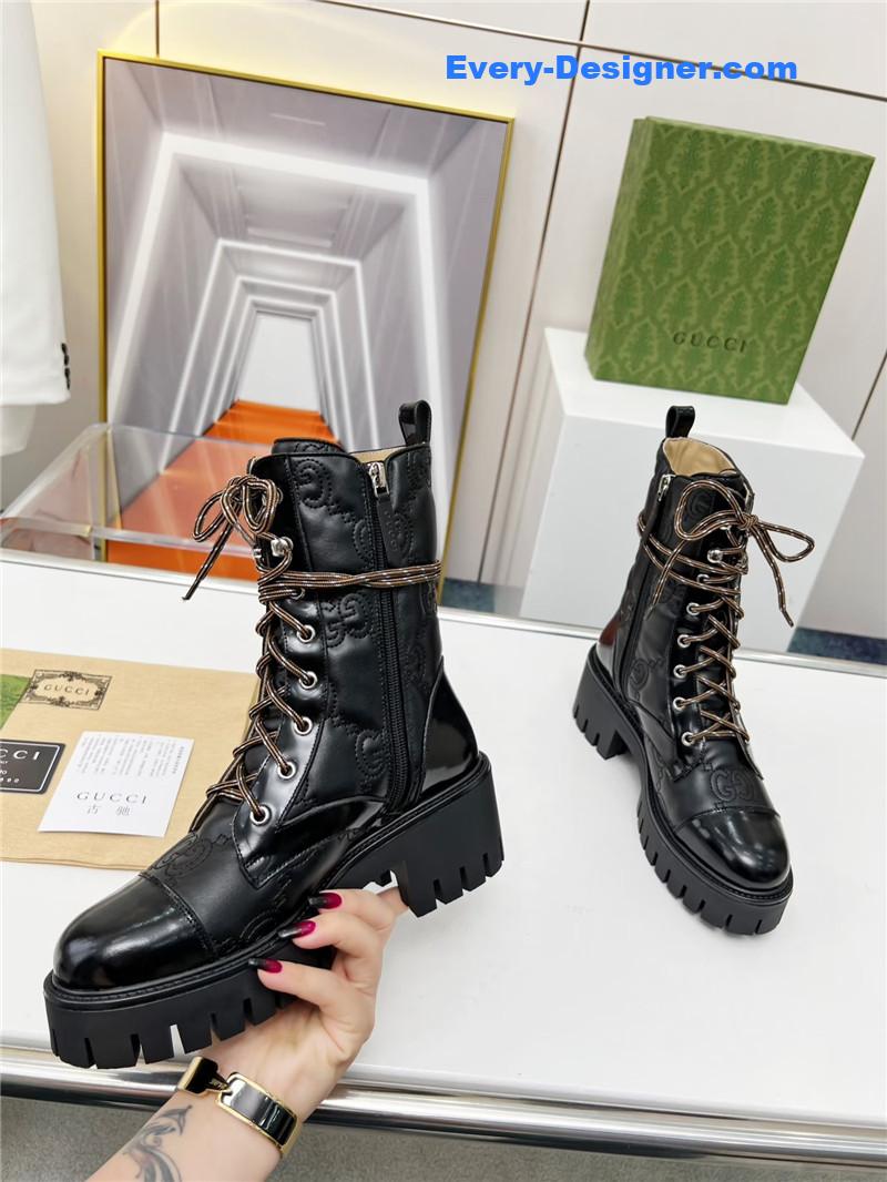 Gvc*1 double g electric embroidery version lace-up 8 inch boots