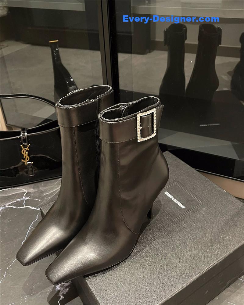 y51 autumn and winter square D1am0nd buckle ankle boots