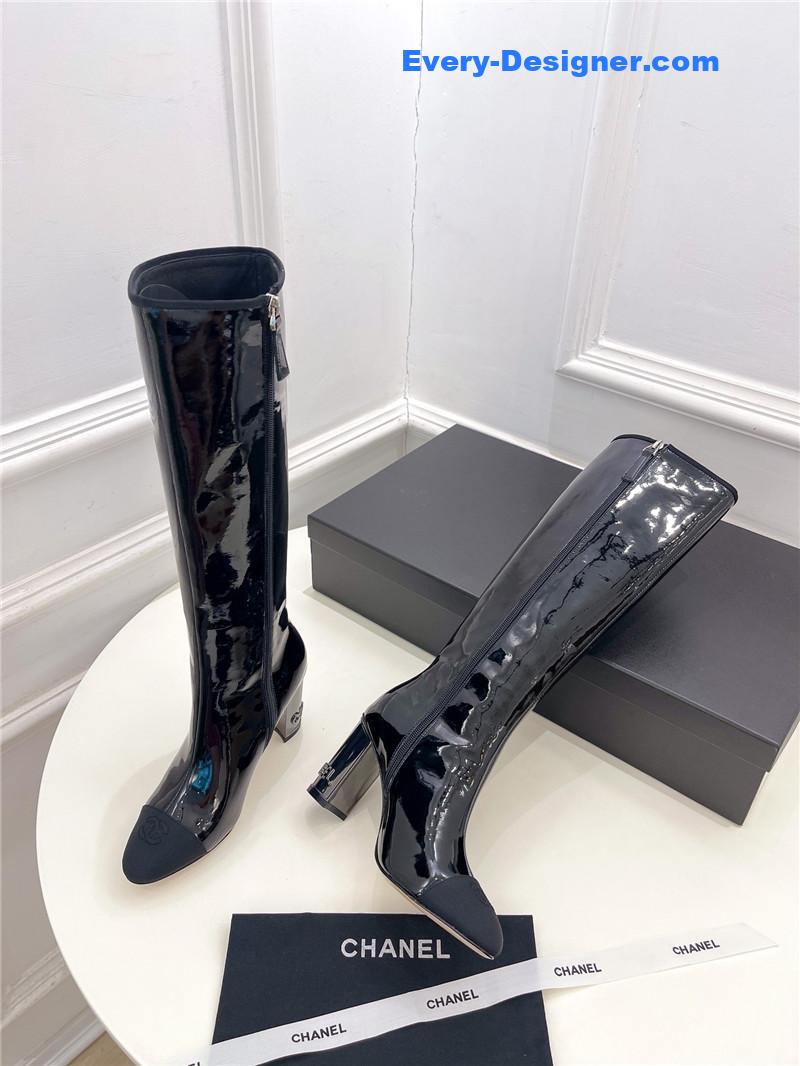 CC classic patent leather high heel boots