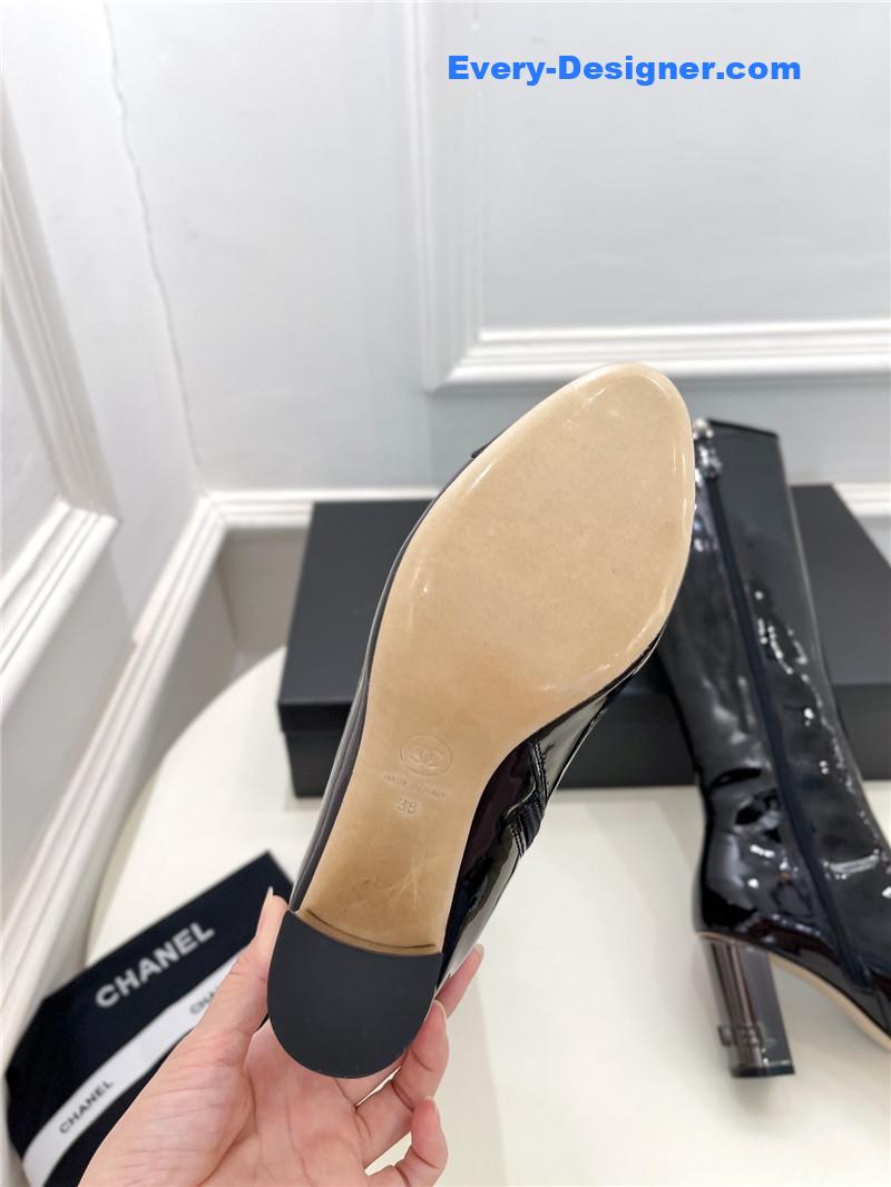 CC classic patent leather high heel boots