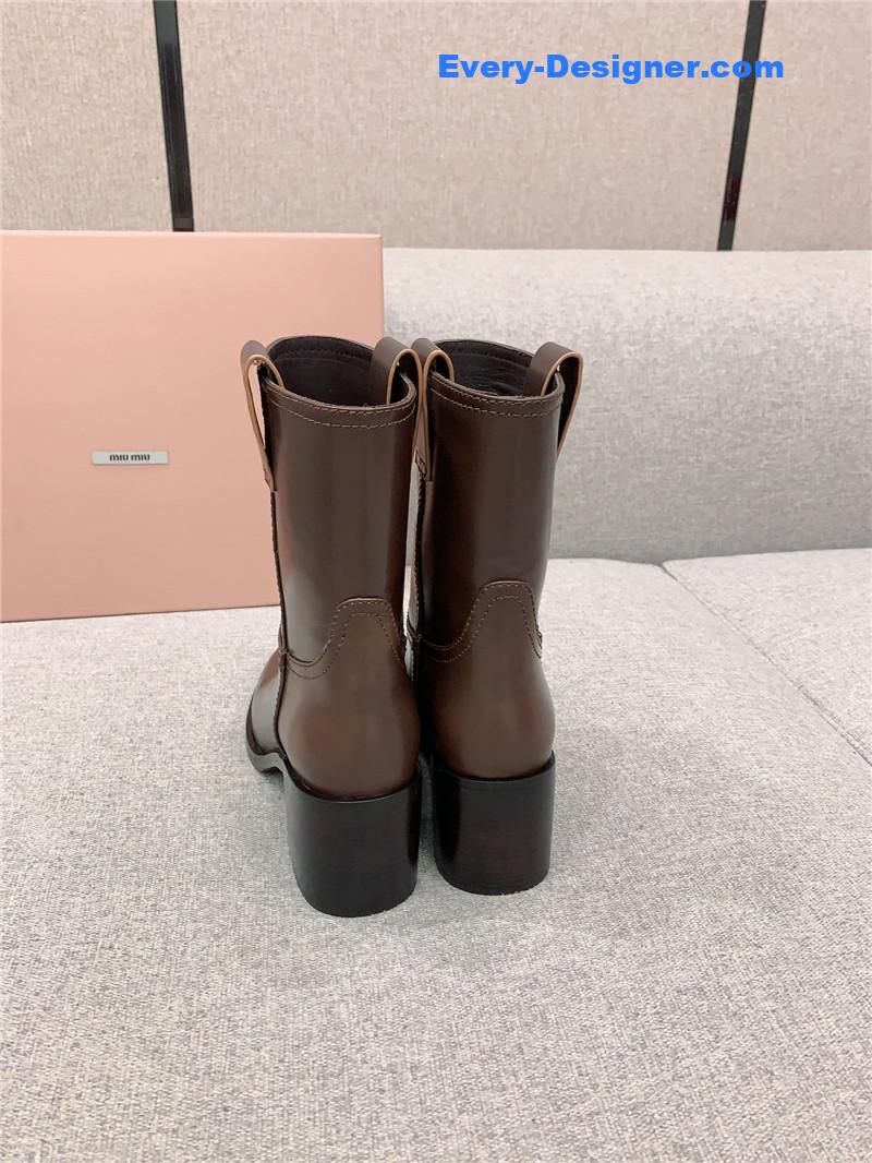 M1um1u new thick heel straight short boots