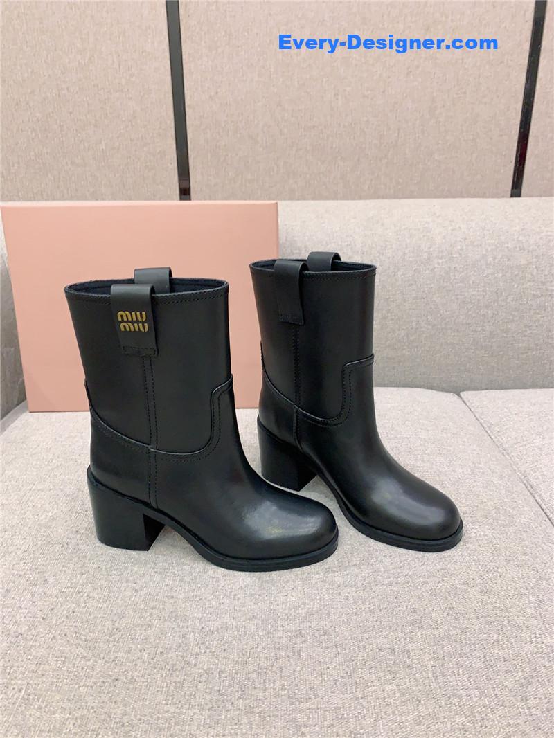 M1um1u new thick heel straight short boots