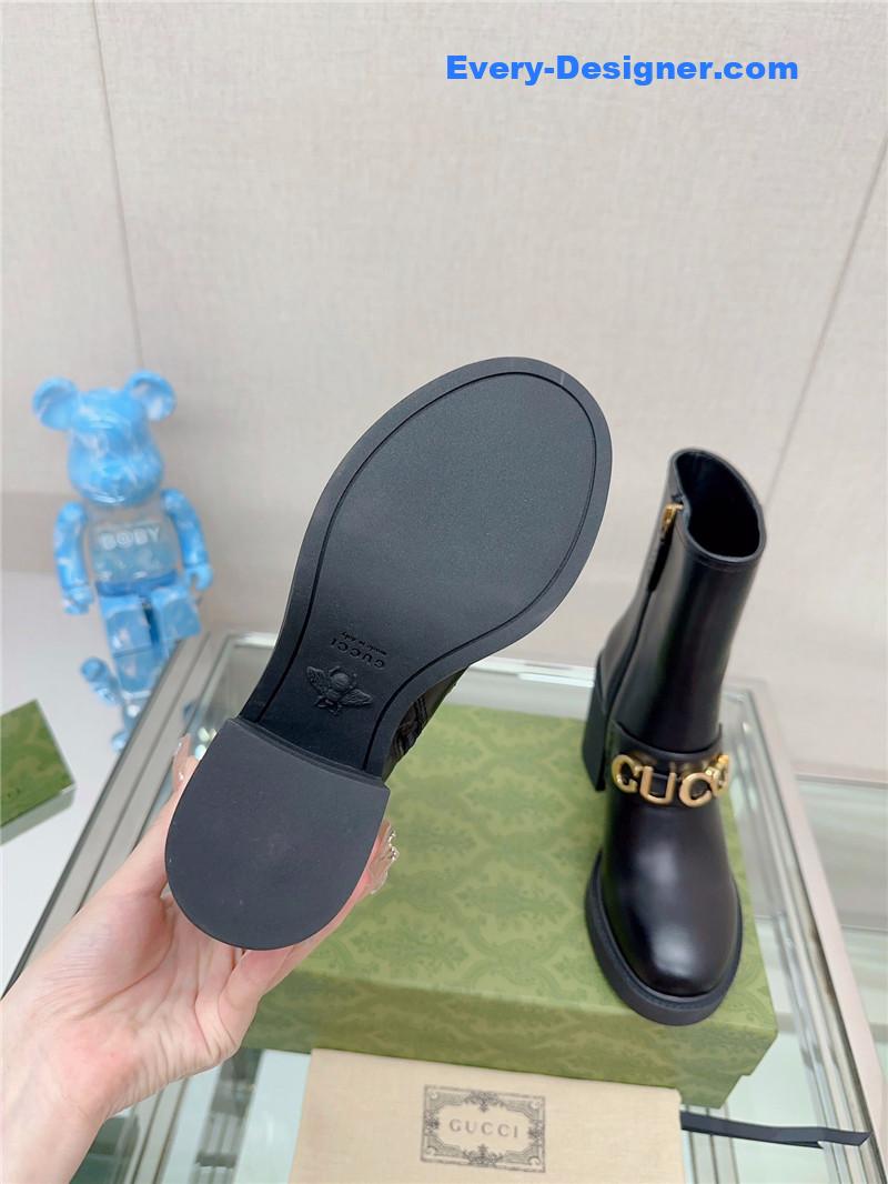 Gvc*1 metal letter buckle high heel boots