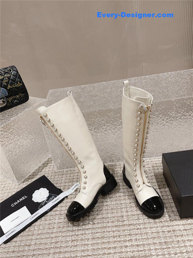 CC new autumn and winter pearl zipper boots