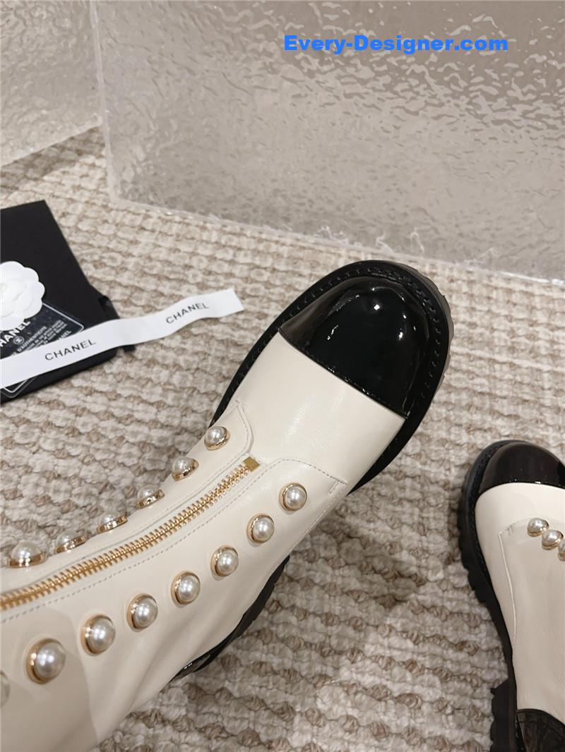 CC new autumn and winter pearl zipper boots