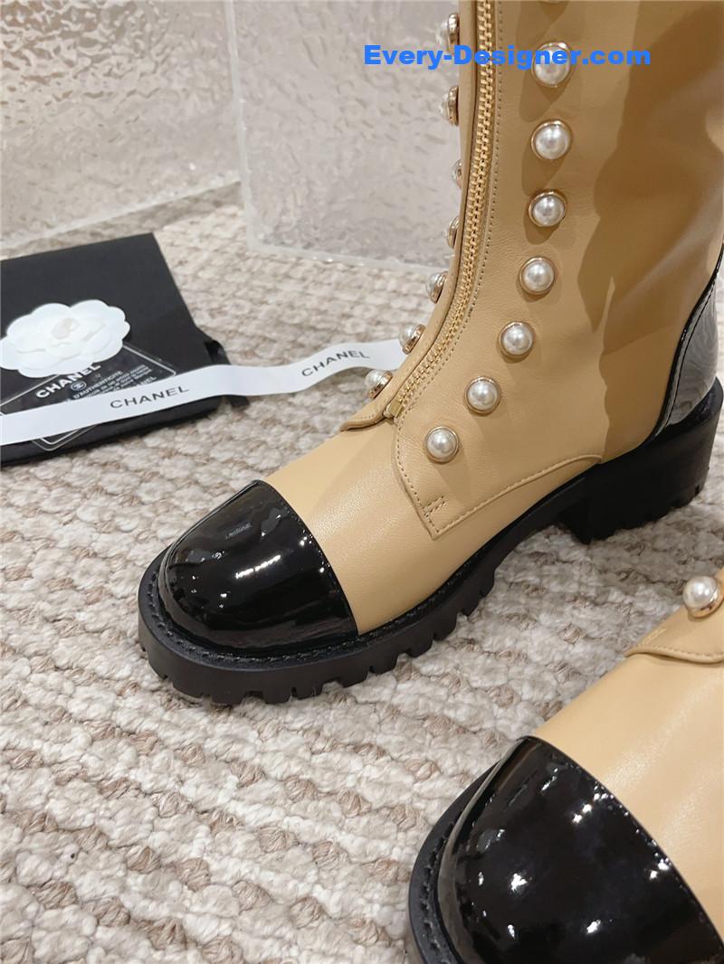 CC new autumn and winter pearl zipper boots