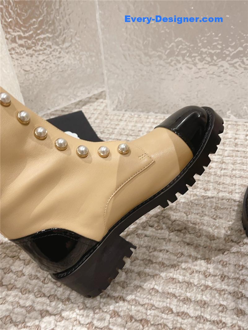 CC new autumn and winter pearl zipper boots