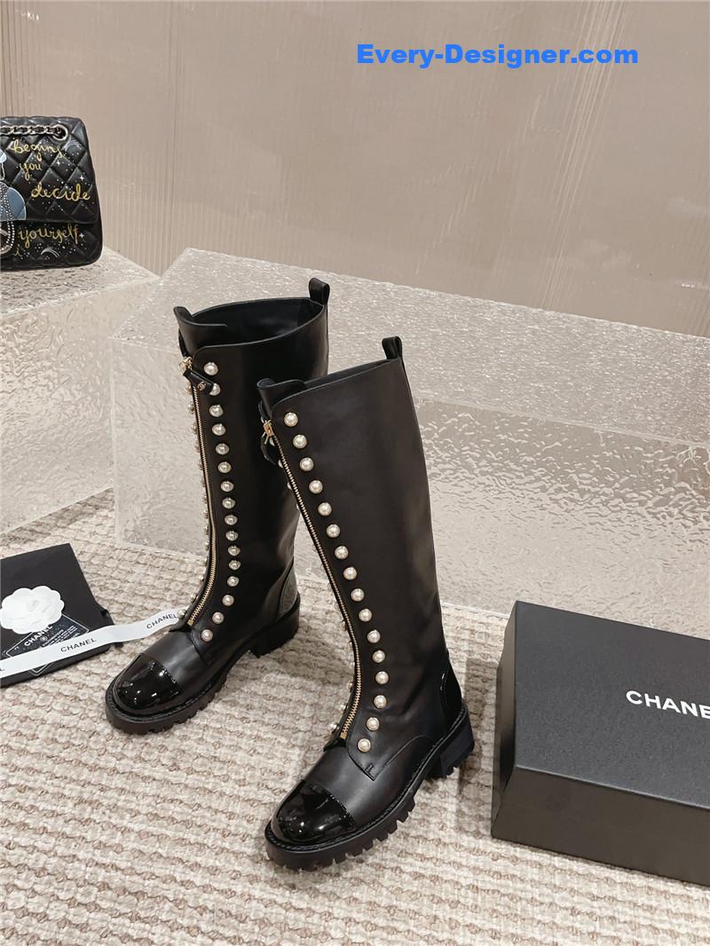 CC new autumn and winter pearl zipper boots