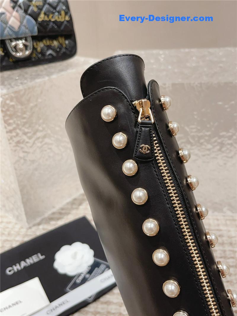 CC new autumn and winter pearl zipper boots