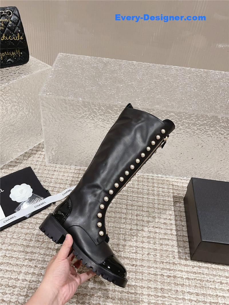 CC new autumn and winter pearl zipper boots