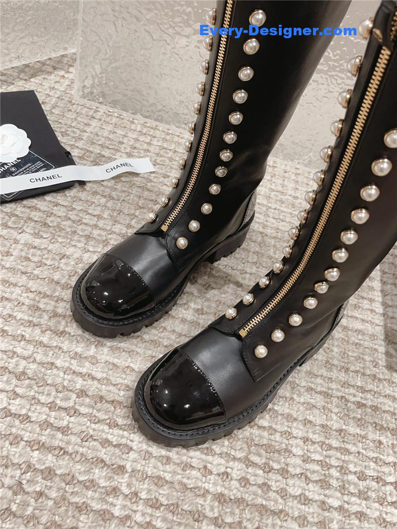 CC new autumn and winter pearl zipper boots