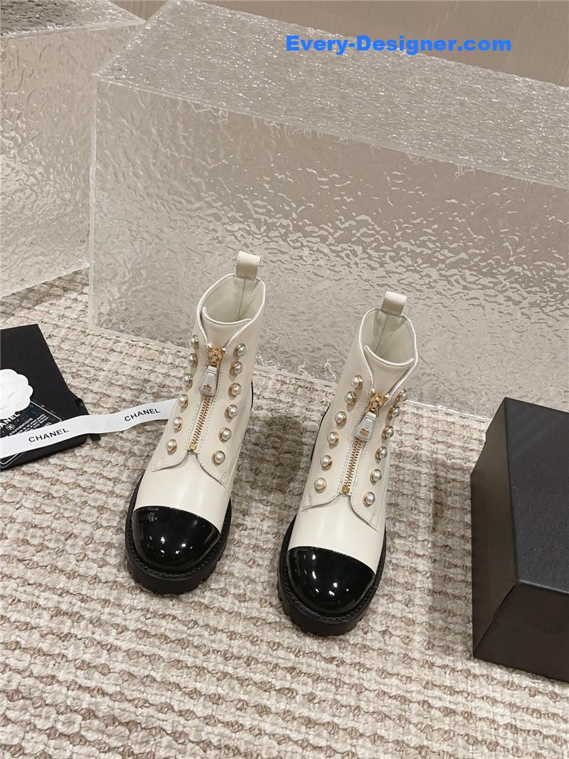CC new autumn and winter pearl zipper boots