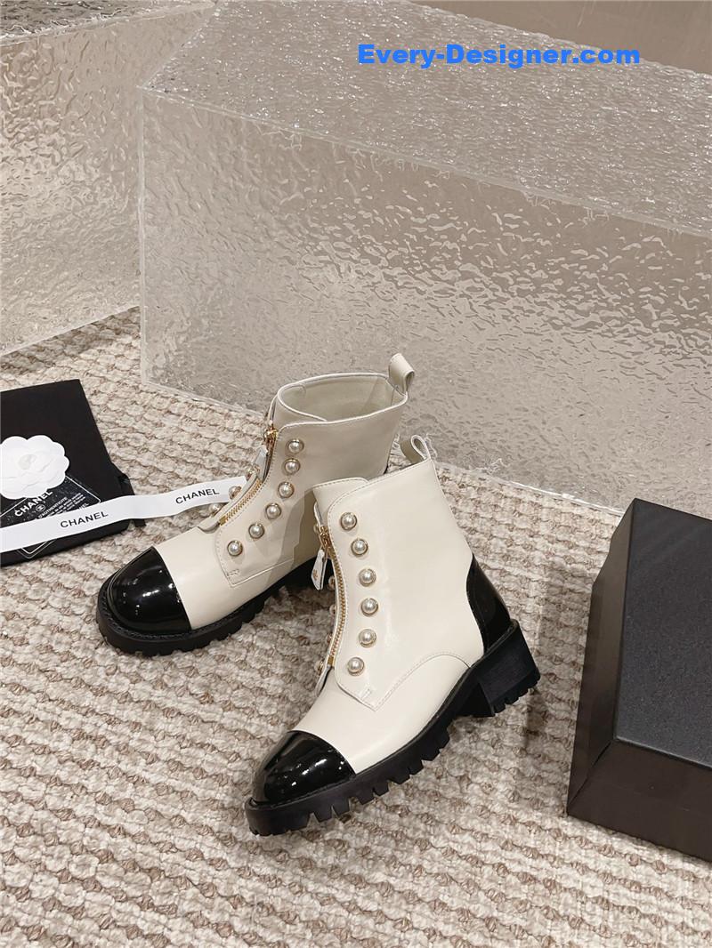 CC new autumn and winter pearl zipper boots