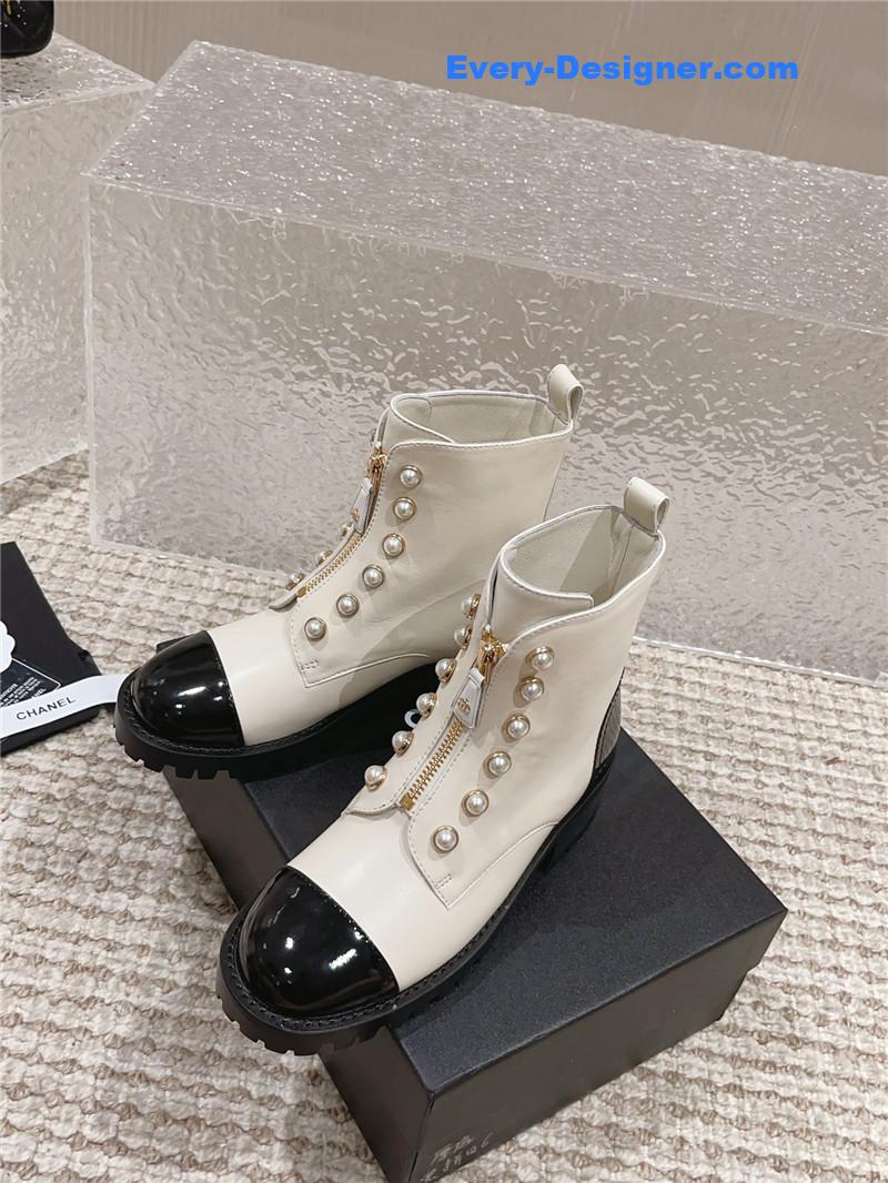 CC new autumn and winter pearl zipper boots