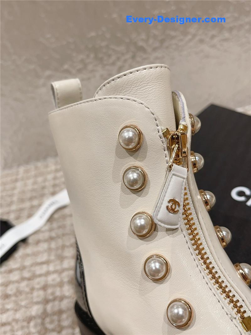 CC new autumn and winter pearl zipper boots