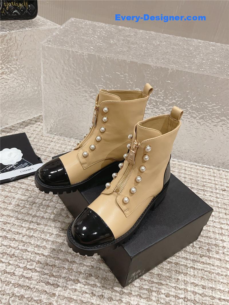 CC new autumn and winter pearl zipper boots
