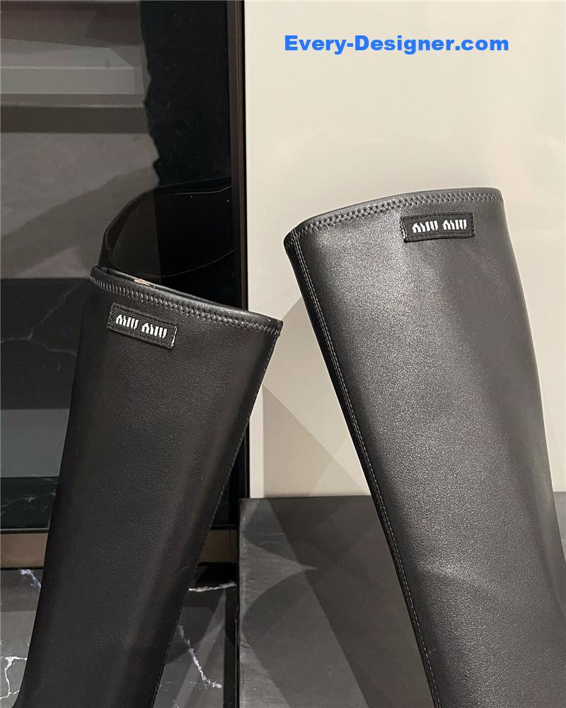 M1um1u new elastic pointed toe leg-lengthening high boots