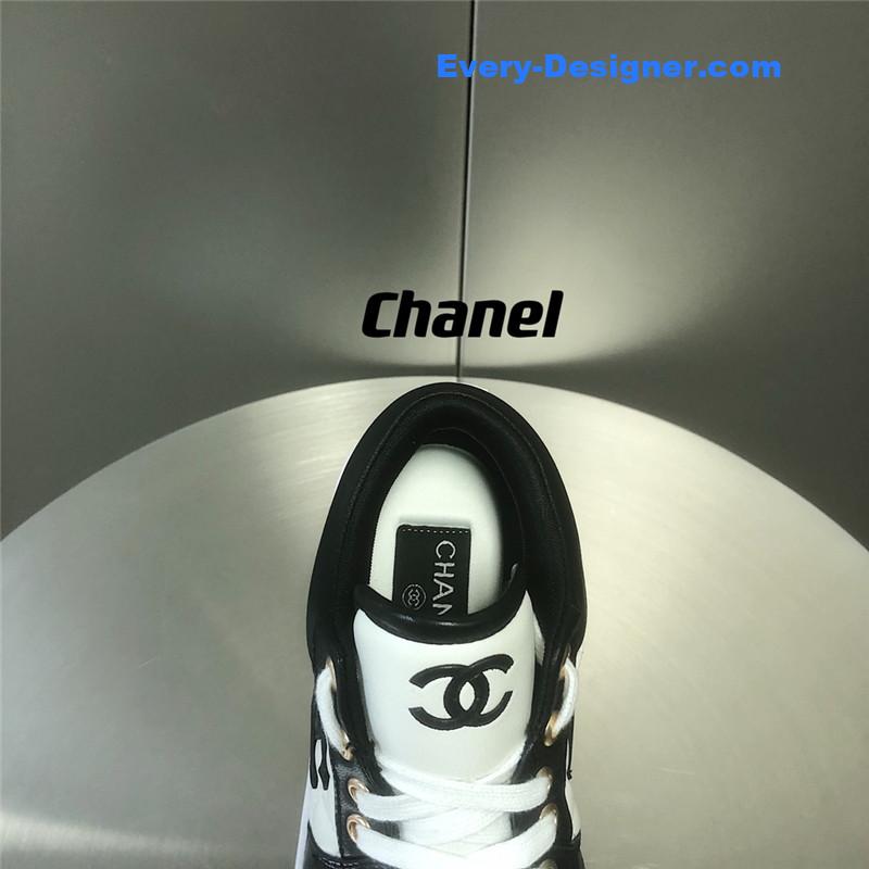 Ch**el black and white panda rhombus casual sneakers