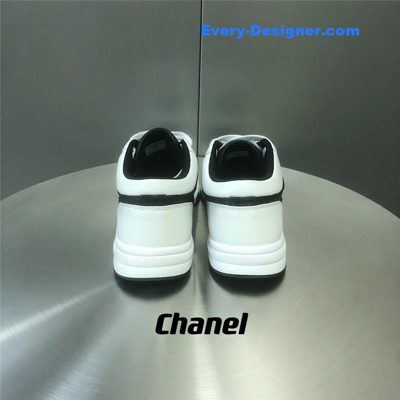 Ch**el black and white panda rhombus casual sneakers