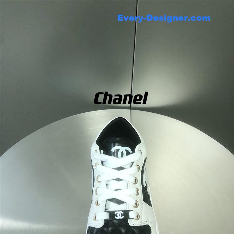 Ch**el black and white panda rhombus casual sneakers