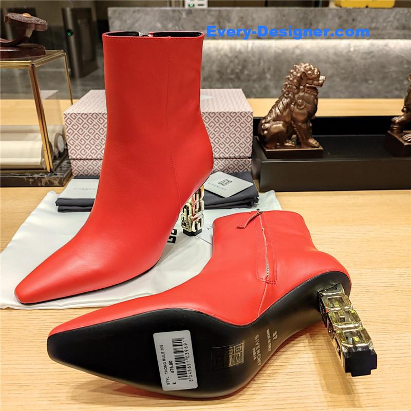 Givenchy G heel small square toe short boots