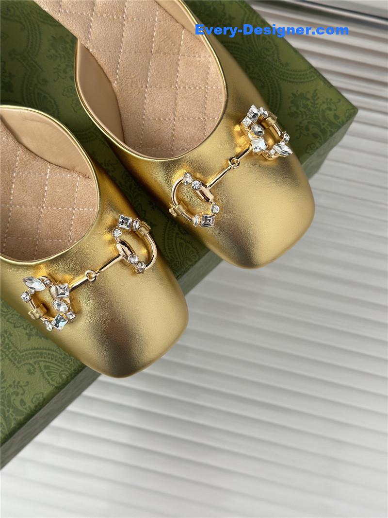 Gvc*1 new horsebit toe thick heel half slippers