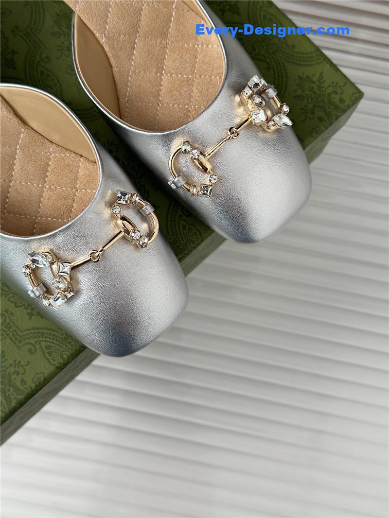 Gvc*1 new horsebit toe thick heel half slippers