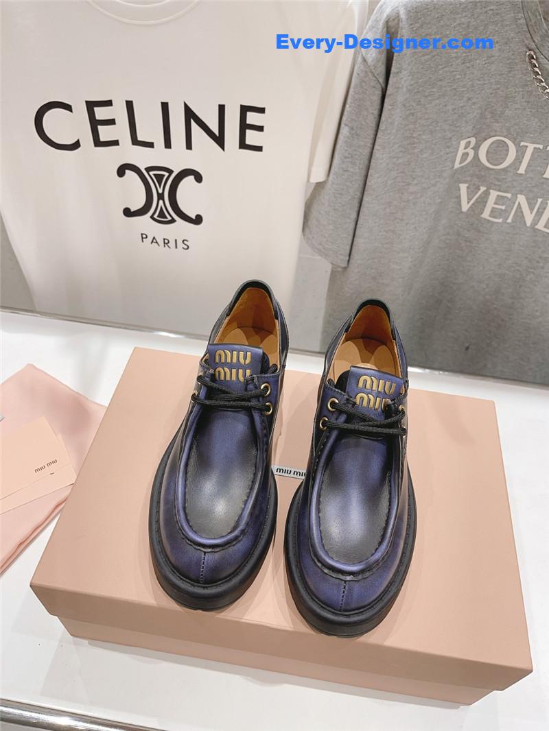 M1um1u catwalk style lace-up high-heeled loafers