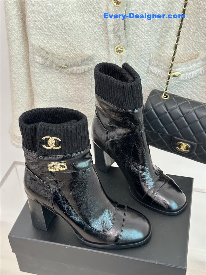CC bag buckle knitted woolen short boots