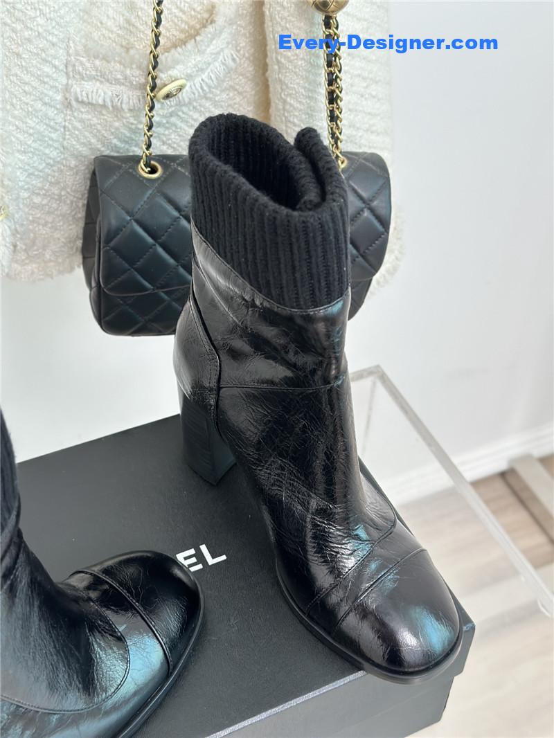 CC bag buckle knitted woolen short boots