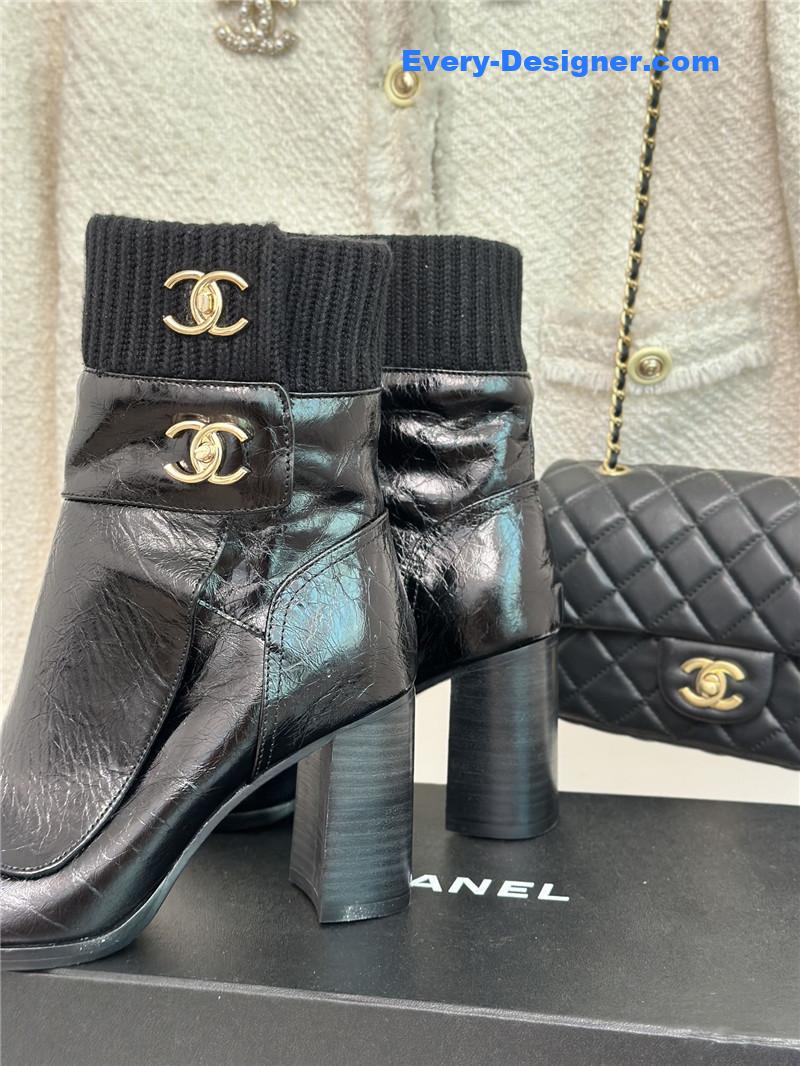 CC bag buckle knitted woolen short boots