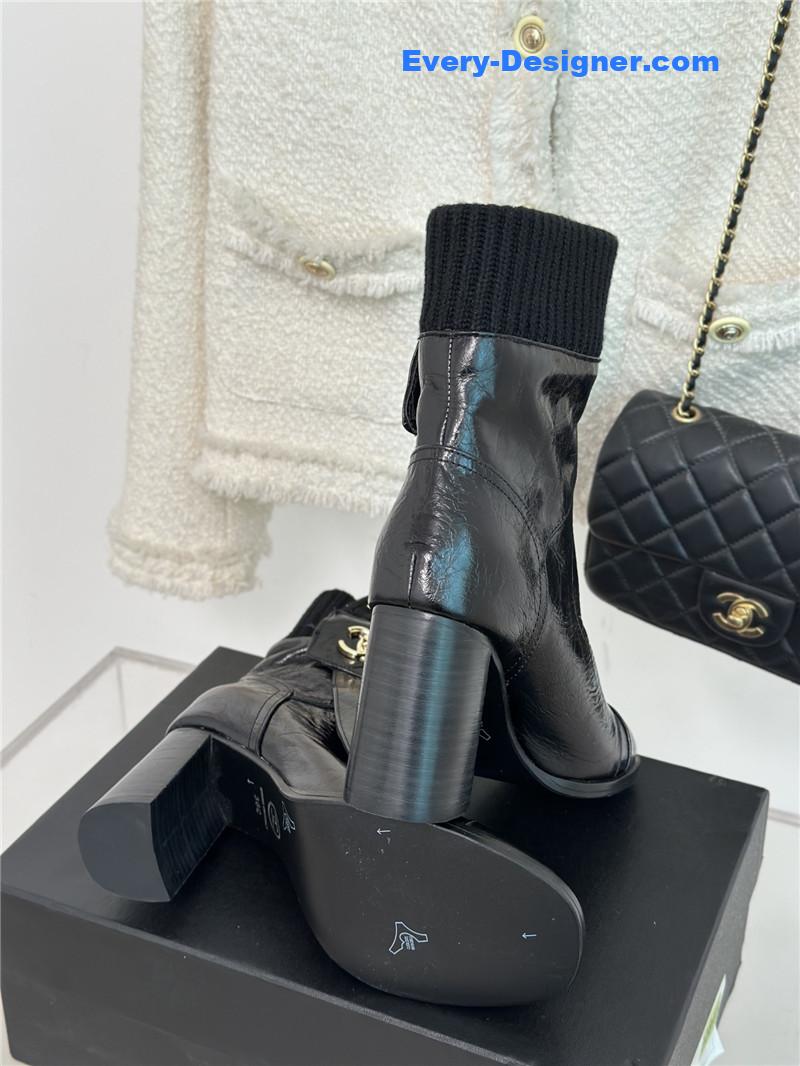 CC bag buckle knitted woolen short boots