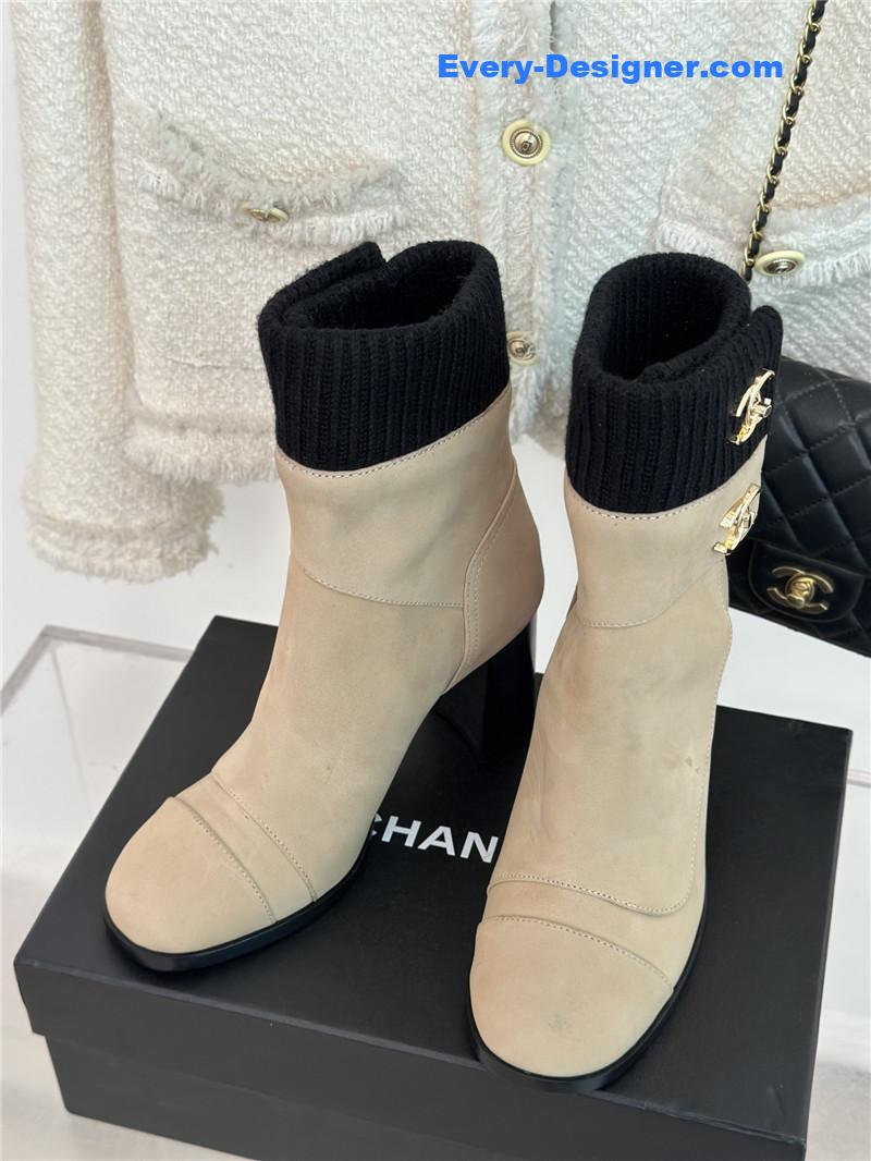 CC bag buckle knitted woolen short boots