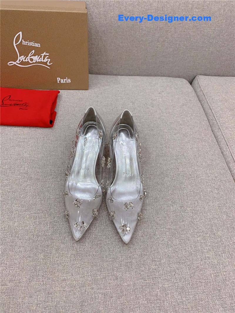 Chr1st1an louboutin crystal clear red sole high heels