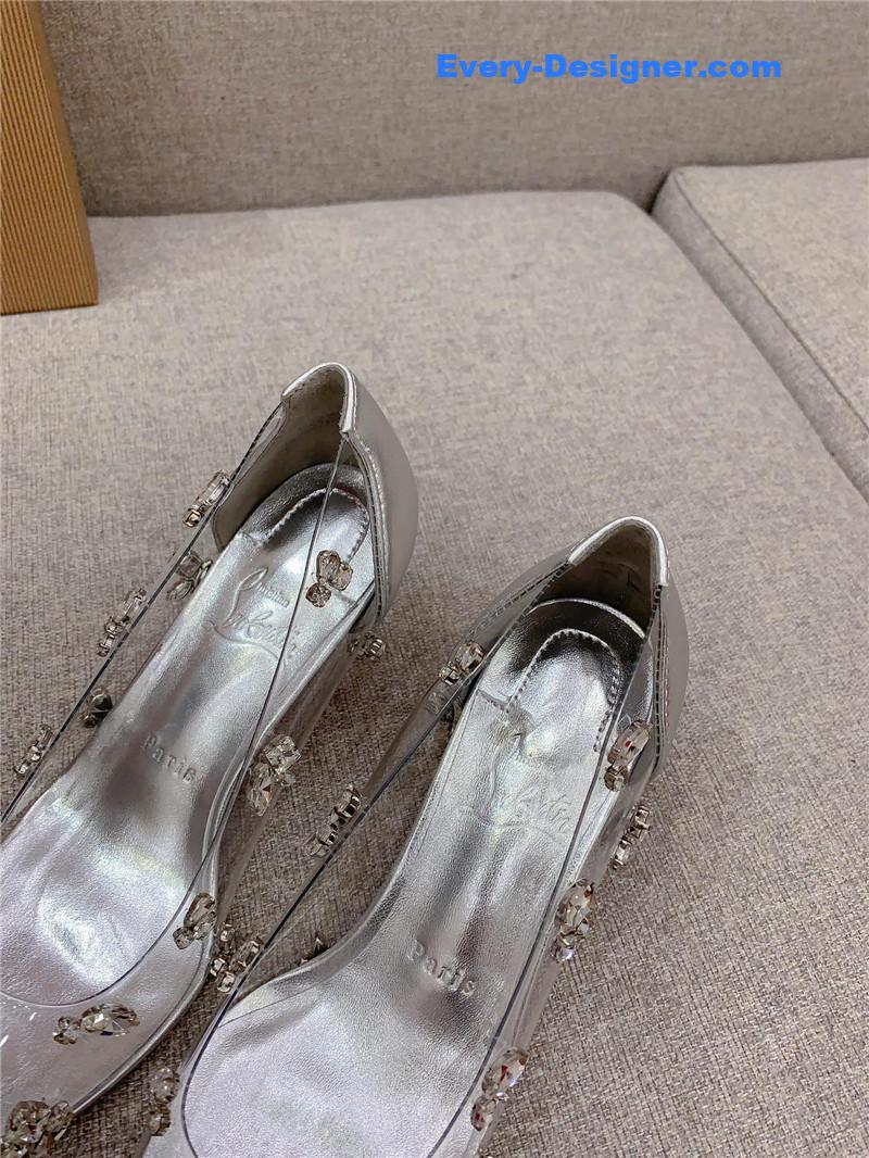 Chr1st1an louboutin crystal clear red sole high heels