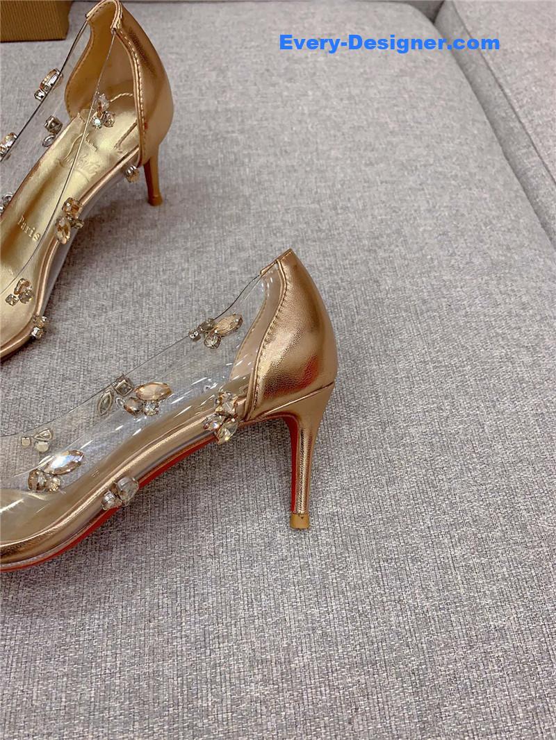 Chr1st1an louboutin crystal clear red sole high heels