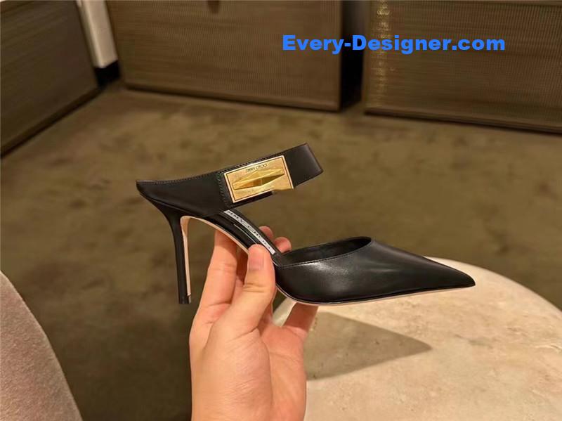 J1m*y Ch00 metal buckle half slippers for women