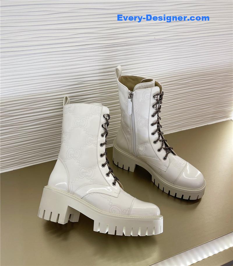Gvc*1 double g embroidered logo retro motorcycle boots
