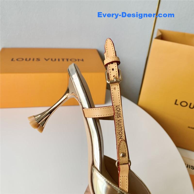 l0vis Vvtt0n lv flower electroplated heel back high heel sandals