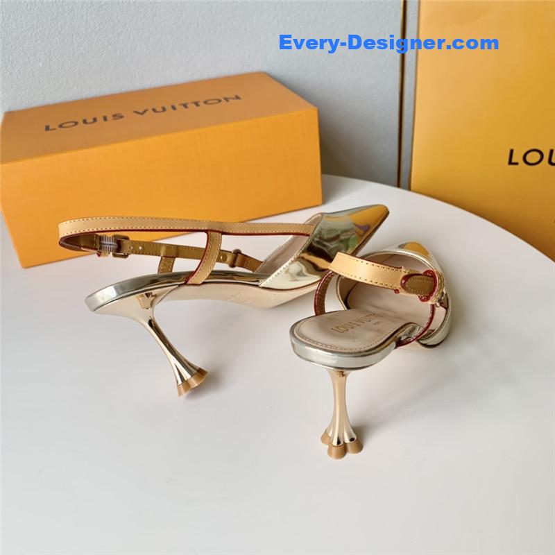 l0vis Vvtt0n lv flower electroplated heel back high heel sandals