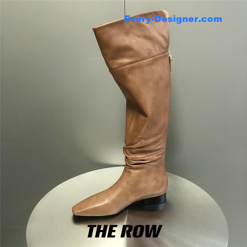 The R0w two-piece square-toe pleated over-the-knee boots