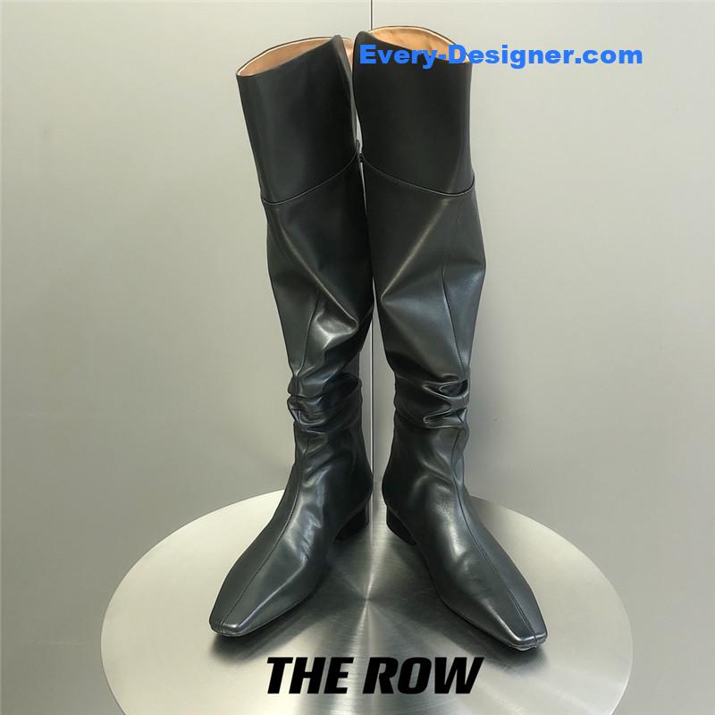 The R0w two-piece square-toe pleated over-the-knee boots