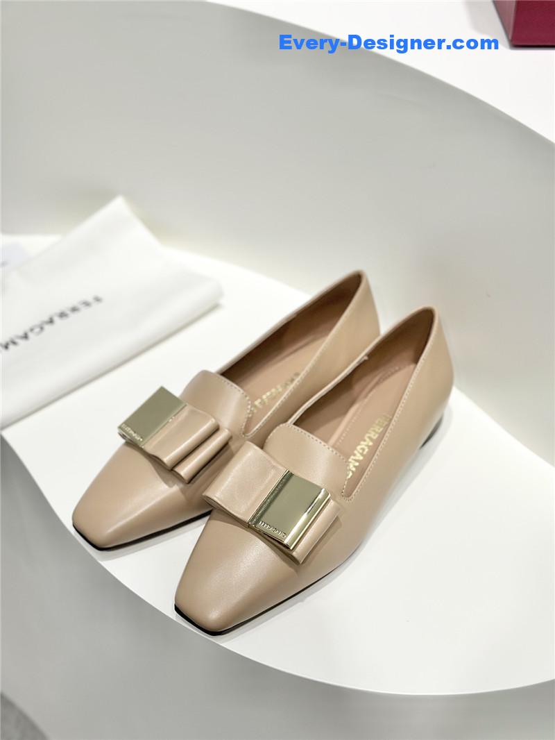 Salvatore Ferragamo Double Bow Column Block Heel Pumps