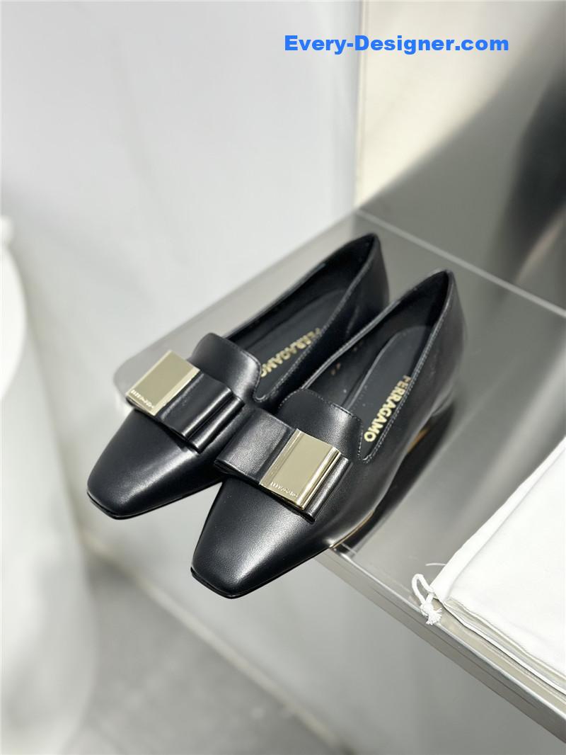 Salvatore Ferragamo Double Bow Column Block Heel Pumps