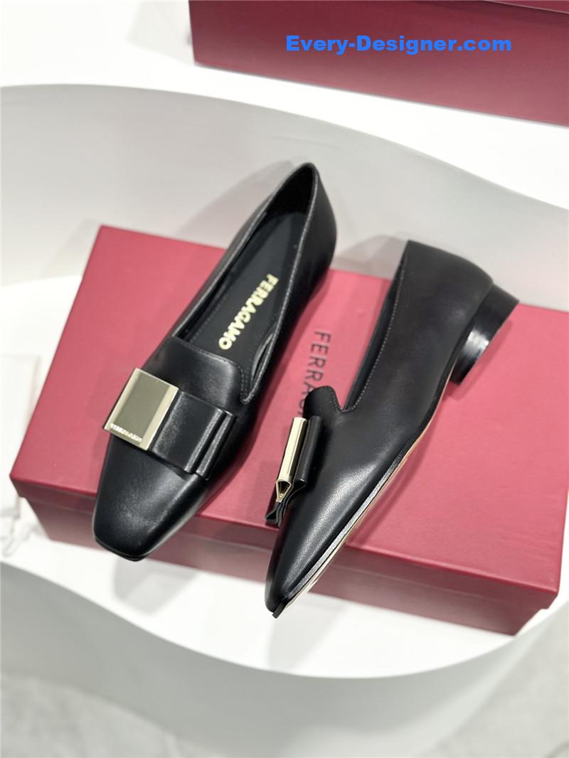 Salvatore Ferragamo Double Bow Column Block Heel Pumps