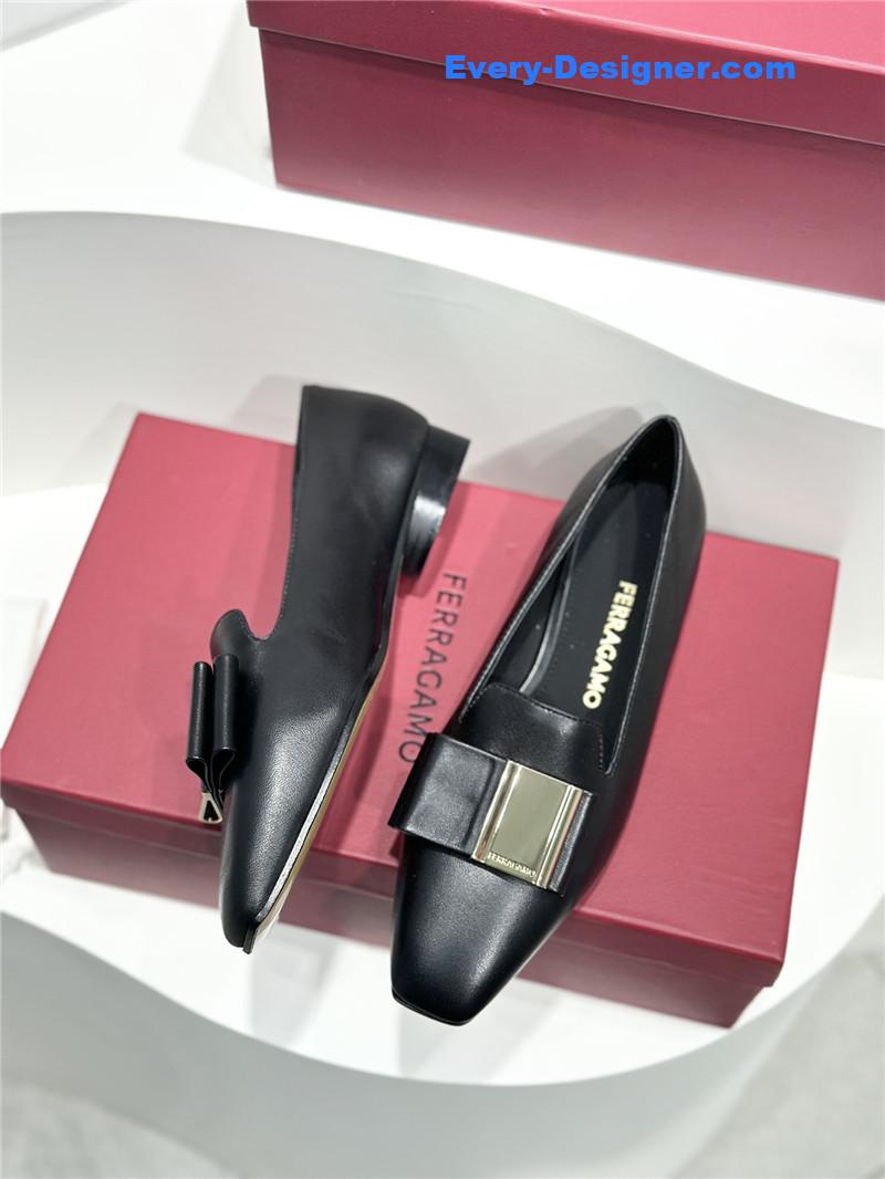 Salvatore Ferragamo Double Bow Column Block Heel Pumps