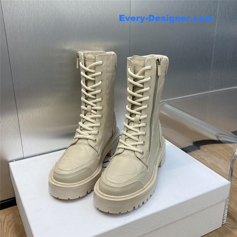 D10r low heel round toe lace up knight boots
