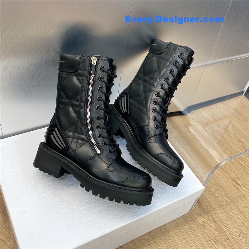 D10r low heel round toe lace up knight boots